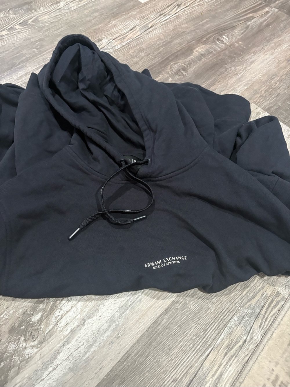 Armani Exchange Black Crewneck Hoodie with Minimal Logo